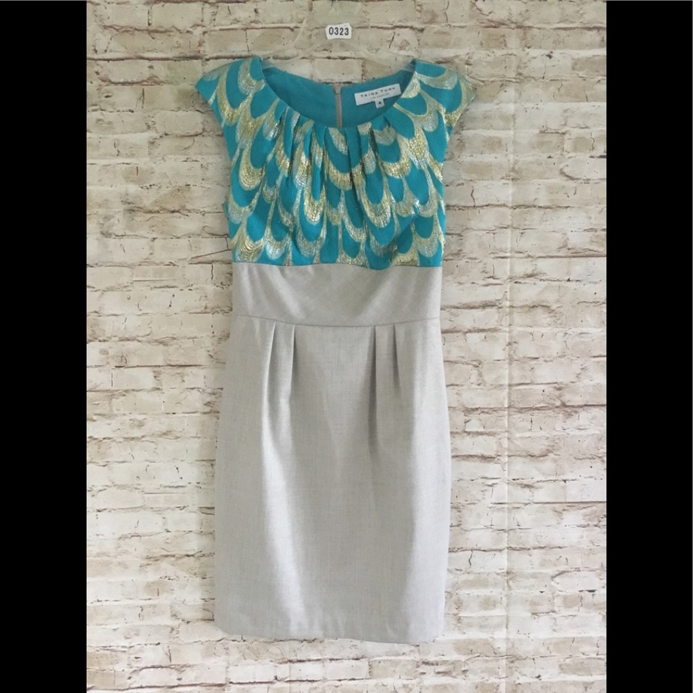 TRINA TURK COWLl NECK SHINNY SHEATH DRESS SIZE 4